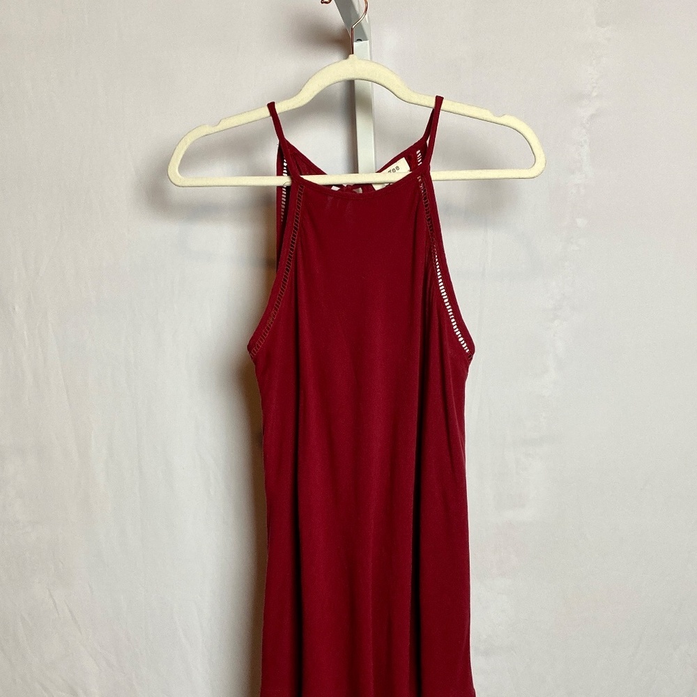 Ungee Womenʻs Maroon Spaghetti Strap Tie Back Boho Top Small